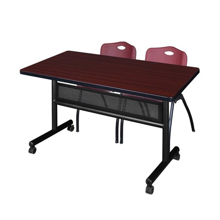 Kobe Rectangle Mobile table, 48" W, 29" H, Laminate Top, Mahogany MKFTM4830MH47BY